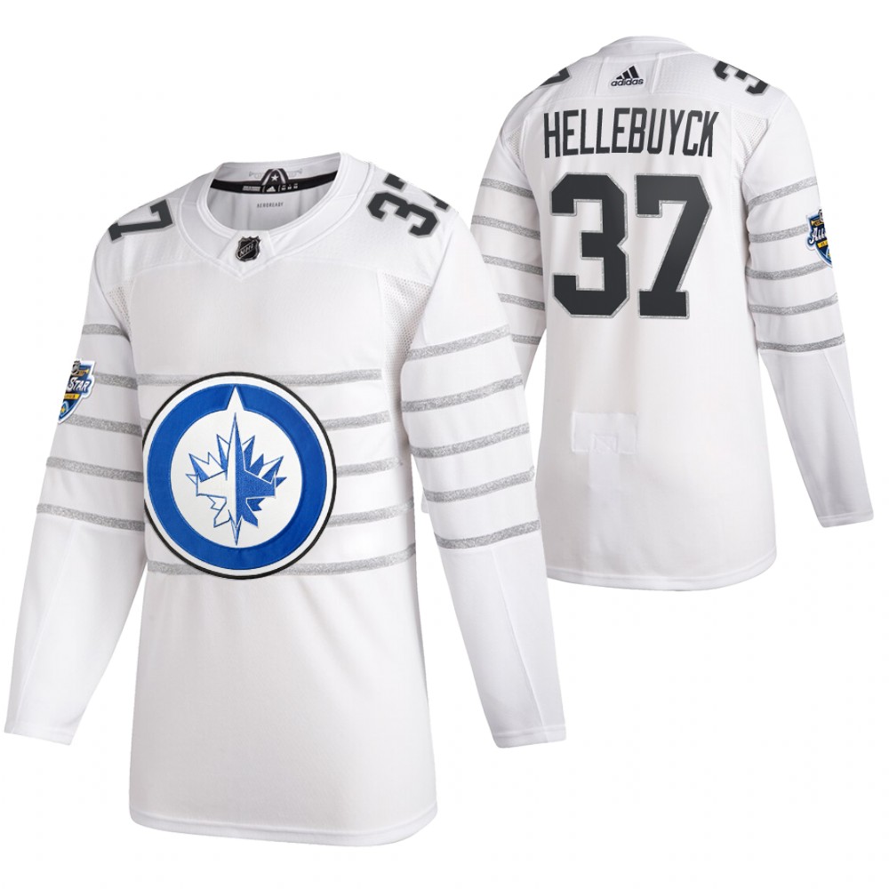 Men's Winnipeg Jets #37 Connor Hellebuyck 2020 White All Star Stitched NHL Jersey